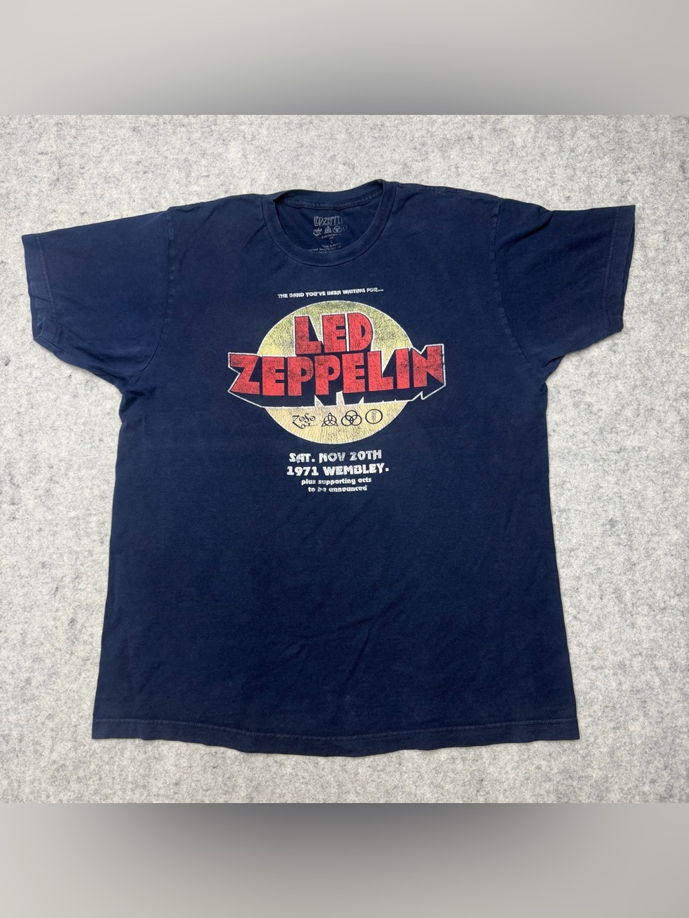 Led Zeppelin Concert Shirt Adult Extra Large Blue 1971 Wembley Short Sleeve Mens